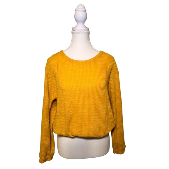Sweet Lilac Sweaters - Sweet Lilac Yellow Knit Sweater Soft Cropped Pullover L
